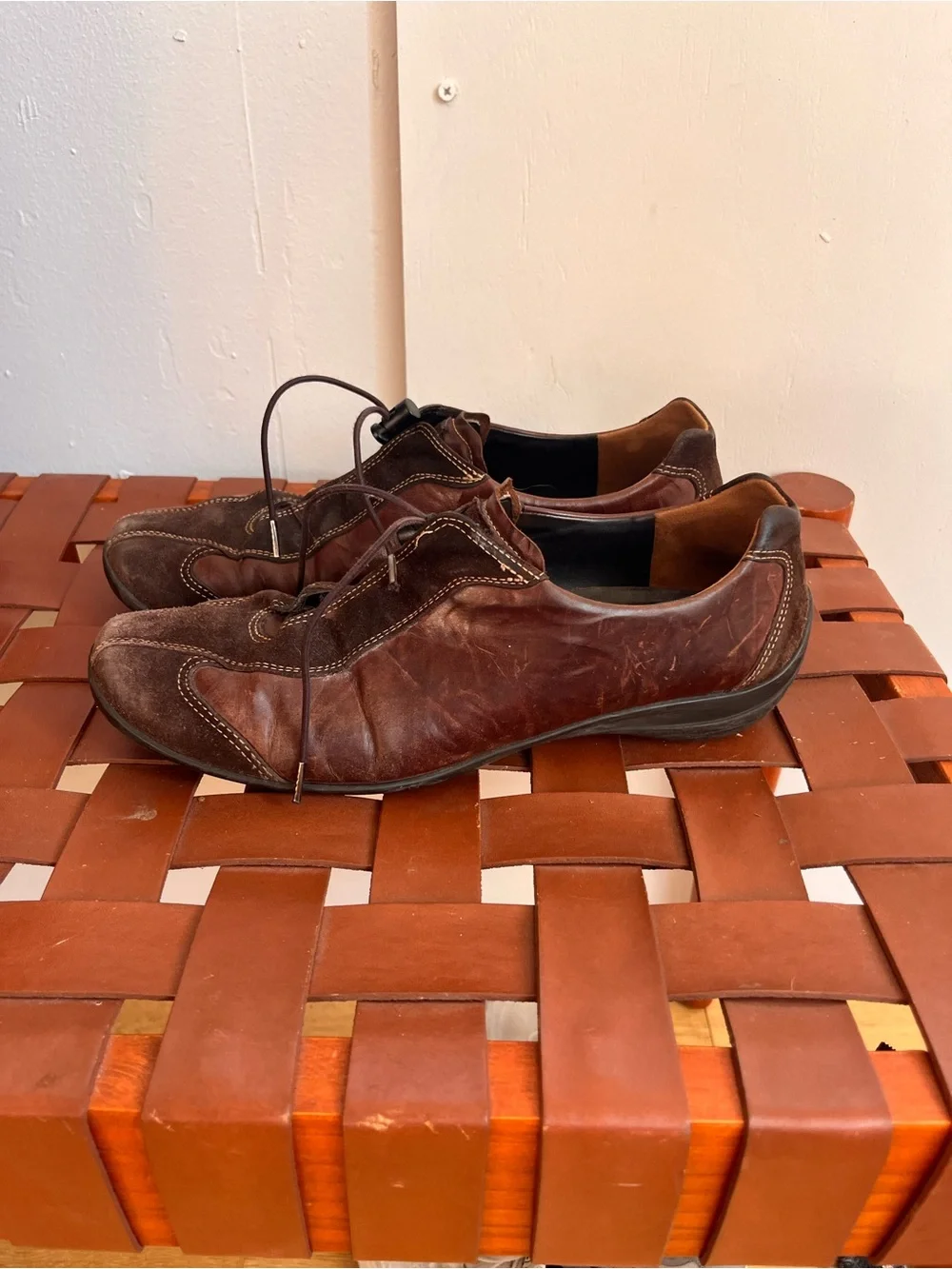Paul Green Men's Brown Suede & Leather Lace-Up Oxfords